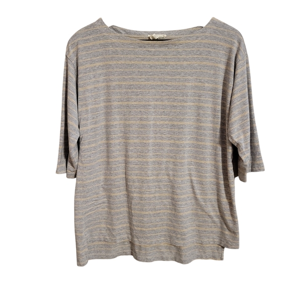 Eileen Fisher Tops - Eileen Fisher Gray Striped 3/4 Sleeve Top